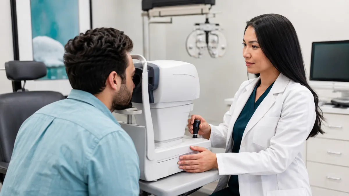 North York patient having eye pressure measured during a routine optometry examination